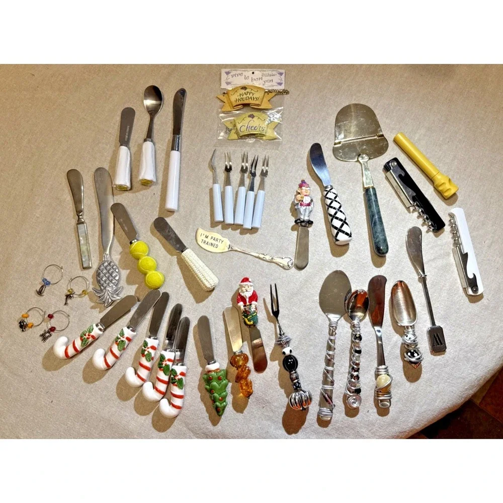 42 pcs-Charcuterie Cheese Knives Spreaders-variety styles w/‎ wine top & openers